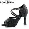 Loogtshon – chaussures de danse pour femmes, strass latins, semelle souple, sandales pour dames, talons hauts de mariage, 7.5