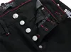 fioletowe dżinsy męskie luksusowe dżinsy projektant dżinsów w stos spodni motocyklowy haft haft rozerwany dla trendów dżinsy męskie łzy europejskie dżinsowe spodnie męskie #9401