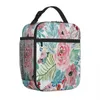 pretty Watercolor Hand Paint Floral Artwork Lunch Tote Cooler Bags Insulated Bag P6OM#