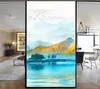 Pegatinas para ventanas, película decorativa para ventanas, pintura de paisaje de privacidad, vidrieras, sin pegamento, tinte esmerilado estático