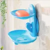 Bouteilles de rangement en plastique, porte-savon de douche à aspiration, boîte de récipient bleu, fournitures de salle de bains transparentes avec couvercles