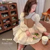 Langarm Chiffon Prinzessin Kleid PU Leder Weste 2 Stücke 2024 Mädchen Frühling Und Herbst Mode 212 Jahre Kinder Kleidung 240325