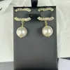 Drop Designer Jewelry Gold Plated Pearl Earring for Women Fashion Temperament Wedding Present Top Quality