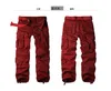 Calças masculinas 2024 outono estilo coreano lavagem vinho vermelho algodão macacão homens casual solto multi-bolso carga para 28-42