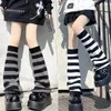 Calzini da donna Y2k Gothic Lolita Scaldamuscoli a righe Calzini stile giapponese Ghette al ginocchio Polsini lavorati a maglia invernali Caviglia Regali alla moda