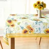 Tischtuch ländliches Sonnenblumenmuster Tischover Polyester Tischdecke Ölmalerei Stil Anti-Rutsch-Anti-Falten-Tisch-Abdeckung Home Dekoration Y240401