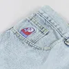 Мужские шорты Millennial Streetwear Светло-голубые джинсовые Y2K Harajuku Хип-хоп с мультяшным узором Вышивка Свободные прямые готические