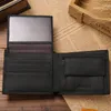 100% Genuine Leather Men Wallets Premium Product Real Cowhide Wallets for Man Short Black Walet u4pR#