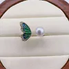 Stud Earrings Natural Freshwater Pearl Shiny Zircon Butterfly 14K Gold Filled Female Ring Jewelry For Women Gifts Drop