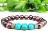 Länkarmband MG0736 MENS A GRADE Red Tiger's Eye Chrysocolla Armband Fertilitet Spirituell Energy Yoga Prayer Mala Mala