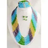 Conjunto de brincos de colar com salto elegante.Joias de contas de cristal multicoloridas feitas à mão para carnaval feminino brasileiro