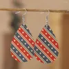 Kolczyki Dangle Independence Day American Flag Color Star Stripe Podwójny drewniany spadek wody