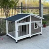 装飾プレートステンレススチールフェンス犬箱ソリッドウッド屋外犬小屋雨水プルーフハウスヴィラ