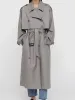 Trenchcoat Voor Vrouwen 2023 Halflange Geul Vrouwelijke Double Breasted Temperament Met Sjerpen Mode Bovenkleding Windjack