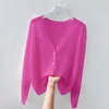 Maglieria da donna Elegante cardigan lavorato a maglia sottile Giacca maglione Autunno maniche lunghe scollo a V Vestibilità slim Versatile L110