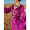Ubranie etniczne Ramadan Eid Sukienki dla kobiet Diamonds Velvet Belted Maxi sukienka muzułmańska abaya dubai turecka kaftan wieczór Jalabiya