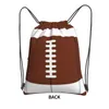 American Football DrawString ryggsäck med dragkedja Pocket Gym Sports Sackpack Reversible Print Rugby String Bag för träning G8PX#