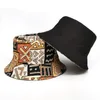 Berretti 2 pezzi Cappello da pescatore stile bohemien fronte-retro Moda Estate Donna Simboli della marea Stampa Bacino Hip Hop Secchio