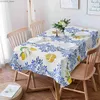 Tovaglia Estate Limone Foglie Blu Tovaglie rettangolari Decorazioni per feste Tovaglia da tavolo impermeabile per cucina Sala da pranzo Decor Y240401