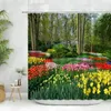 Shower Curtains Park Landscape Curtain Set Garden Woods Plants Flower 3D Printing Bathroom Home Decor Polyester Fabric With Hook