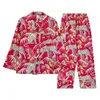 Sommer Frauen Pyjamas Sets Mit Hosen Seide Pijama Satin Pyjama Blumen Druck Nachtwäsche 2 Stück Set Langarm Nachtwäsche Y20042593948104190