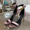 Sandaler 2024 Summer High Heel One Strap Design Upper Banquet Ladies Pumps äkta lädermaterial Kvinna