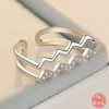 Bagues de cluster 925 Sterling Silver Water Ripple Bague avec ouverture réglable pour femmes Bijoux de mariage Cadeaux de mode