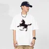 Amerikaans high street fashion merk Instagram heren korte mouwen reflecterende strip eenhoorn bedrukt puur katoen los veelzijdig paar T-shirt