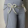 Ceintures de style européen et américain Chaîne en métal perlée Bow Perle Taille Femmes Denim Pantalon Accessoires