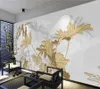 Fonds d'écran Wellyu personnalisé papier peint 3D belles plantes vertes d'intérieur style nordique fond de ligne en relief doré