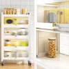 Kitchen Storage Crack Rack With Cabinet Door Floor Multilayer Multi-Function Movable