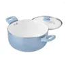 Kochgeschirr-Sets Andralyn 12-teiliges Keramik-Set, blauer Leinen-Antihaft-Kochtopf
