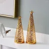 Candle Holders Iron Metal Christmas Tree Candlestick European Style Hollow Tealight Holder Gold Desktop