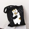 Fi Casual Cott Black Canvas Pacakge Bag ręka Cute Cats Animal Kawaii Graphic Carto Print Shop I48V#