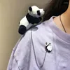 Broches animais de pelúcia corrente liga pinos fofo dinossauro panda organe broche para mulher homem casaco crachá acessórios