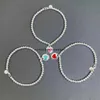 TFF – Bracelet en argent Sterling 925, marque originale, goutte de colle, Rivet cœur, perle ronde de 4mm, t-shirt, amour familial, foule en émail