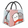 valentine Day Mochi Cat Peach And Goma Insulated Lunch Bags for Women Portable Thermal Cooler Bento Box Beach Cam Travel X6nK#