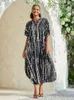 Fitshinling Pockets Cotton Beach Cover-Ups Swimwear Outfits For Women Robe Bohemian Vintage Oversized Long Dress Outing Vestidos