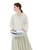 Bluzki damskie Spring Rayon Kobiecowe odzież O Koszulki Neck Długie rękawy Intelektualna elegancja swoboda, przytulna, lekka warstwa zniszczona
