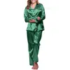 Mulheres sleepwear elegante cetim de seda pijamas define moda casual feminino senhora conjunto pijama nightwear loungewear homewear