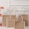 女性ジュートトートショップバッグバーラップハンドバッグ再利用可能なビーチショップの食料品店バッグ
