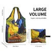 funny Cafe Terrace At Night Shop Tote Bag Portable Vincent Van Gogh Painting Grocery Shopper Shoulder Bag N46C#