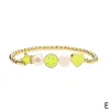 Braccialetti 5 pezzi Braccialetti con stella per il sorriso carino Braccialetti con smalto arcobaleno Gioielli in metallo placcato oro Perline Bracciale elastico per ragazze Donne