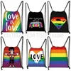 Lgbt Rainbow Heart Pattern Sac à cordon Lesbienne Gay Pride Sacs à dos pour voyage homosexuel Fi Rainbow Sac de rangement Cadeau S0AQ #