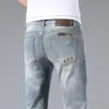 Мужские джинсы, дизайнерские черные джинсы с принтом, мужские модные брендовые летние новые трендовые корейские версии, облегающие брюки небольшого кроя для мужчин