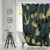 Shower Curtains Artistic Glitter Flying Butterfly Gold And Black Bathroom Frabic Waterproof Polyester Bath Curtain With Hooks