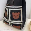 bear Knot Wrist Bag Simple Weave Tote Bag Knitted Bag Handbag Shop Bags Travel x8vO#