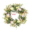 Fiori decorativi Ghirlanda di foglie di eucalipto Uova di Pasqua Piccola margherita Diametro 45 cm Per porta Soggiorno Camera da letto Simulazione Decoro floreale 2024