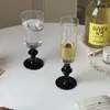 Bicchieri da vino medievali INS calice in vetro vintage francese base nera champagne retrò decorazioni per la casa