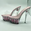 Buty taneczne Laijianjinxia 15 cm/6 cali Pvc Upper Model Sexy Exotic High Heel Platforma Kobiety Kapcieczki K060